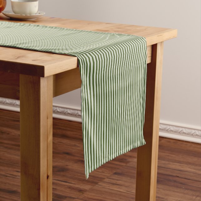 Chemin De Table Court Brise Côtière Fin Ticking Olive Profond (In Situ)
