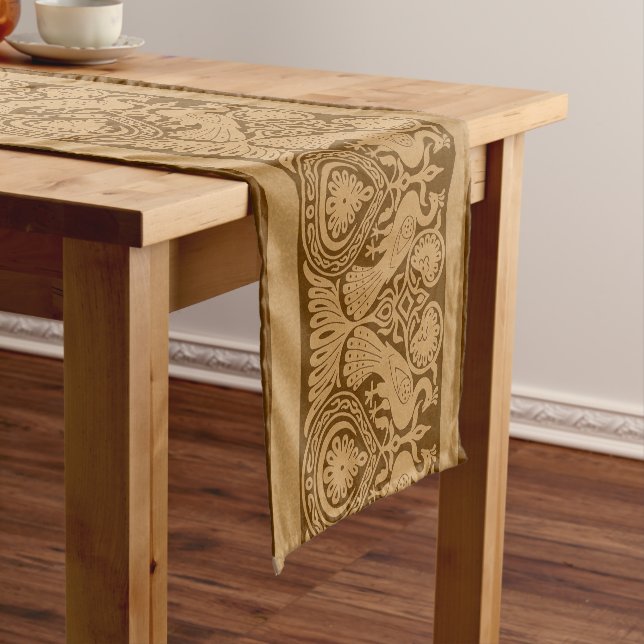 Chemin De Table Court Bronze Peacocks Table Runner (In Situ)