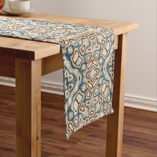 Chemin De Table Court Brown Ochre Turquoise Hip Tribe Art