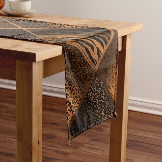 Chemin De Table Court Brown Safari animal Motifs géométriques (In Situ)