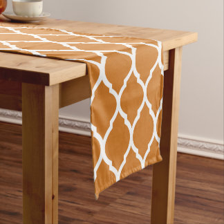 Chemin De Table Court Brûlé Orange Quatrefoil marocain