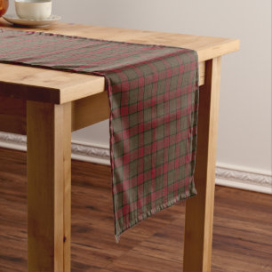 Chemin De Table Court Brun de Maxwell de clan et tartan écossais rouge