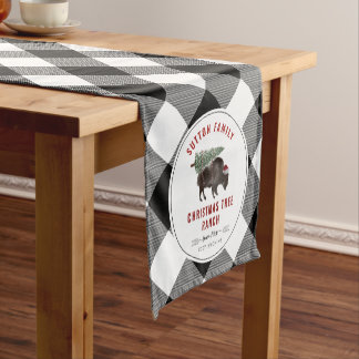 Chemin De Table Court Buffalo de sapin de Noël Plaid Père Noël
