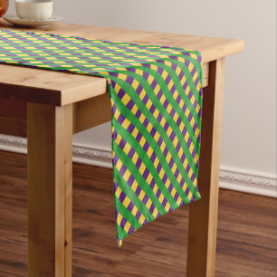 Chemin De Table Court Buffalo Plaid Mardi Gras Style