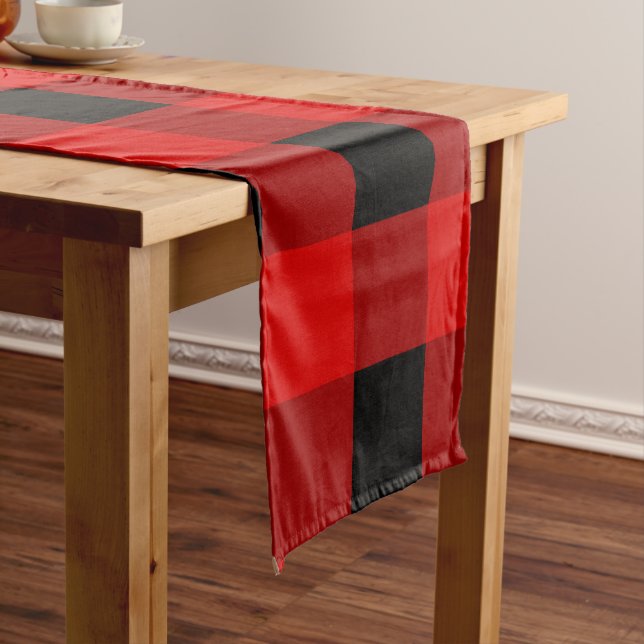 Chemin De Table Court Buffalo rouge et noir Plaid en vichy (In Situ)