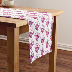 Chemin De Table Court Bunches de raisins violets Motif blanc