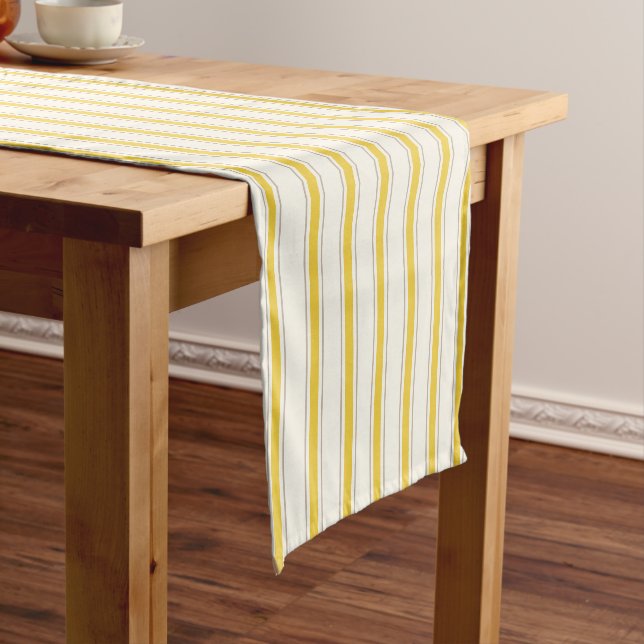 Chemin De Table Court Cabane Méditerranéen Rayure Jaune Citron (In Situ)