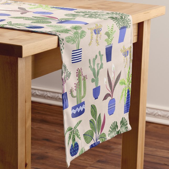 Chemin De Table Court Cactus et Motif Succulent de la maison rose (Cactus succulent table runner)