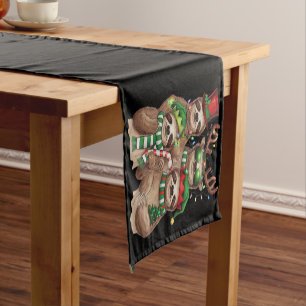 Chemin De Table Court Cadeau de Noël de paresseux Joyeux Slothmas Amoure