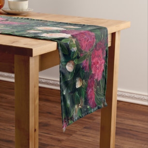 Chemin De Table Court Camellias rose foncé et Rhododendrons blancs