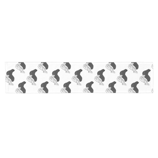 Chemin De Table Court Camion Silhouette à la main (Horizontal)