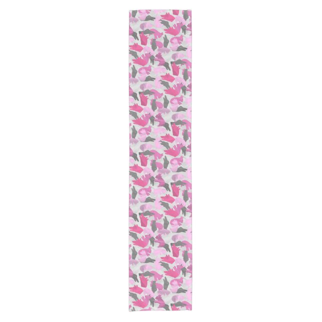 Chemin De Table Court Camouflage animal Silhouette rose (Devant)