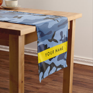 Chemin De Table Court Camouflage Bleu Marine Personnalisez votre nom
