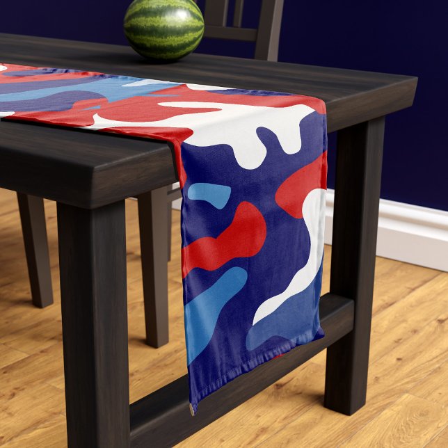 Chemin De Table Court Camouflage patriotique rouge blanc et bleu Camo (Créateur téléchargé)