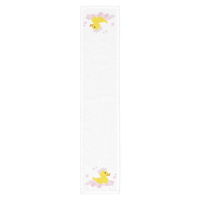 Chemin De Table Court Canard dans des bulles roses (Devant)