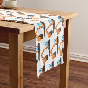 Chemin De Table Court Caricature de la pelle orange