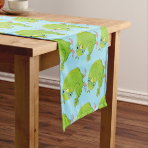Chemin De Table Court Caricature de perruche verte curieuse