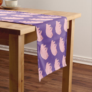 Chemin De Table Court Caricature d'ours d'eau tardigrade rose mignon