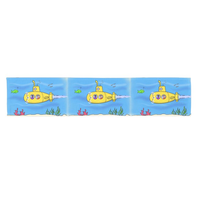 Chemin De Table Court Caricature sous-marine joyeuse (Horizontal)