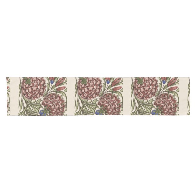 Chemin De Table Court Carreau de fleur d'œillet Art antique rustique De  (Horizontal)