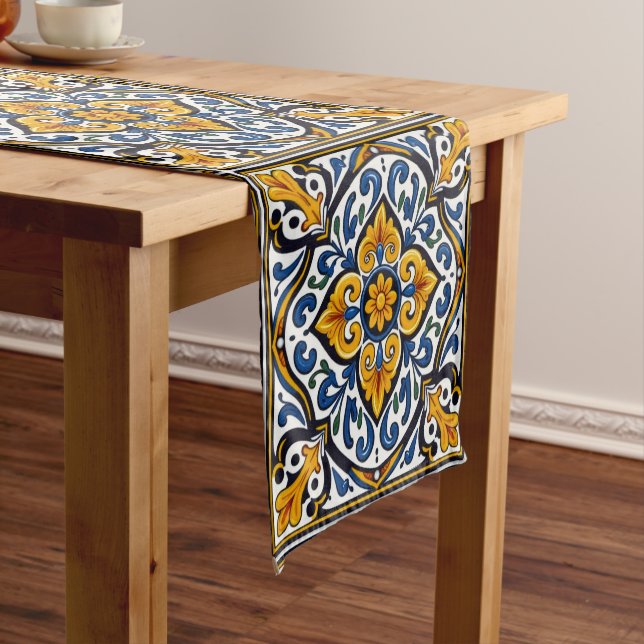 Chemin De Table Court Carreau espagnol de Talavera (In Situ)