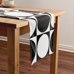 Chemin De Table Court Carreaux noirs et blancs élégants en motif