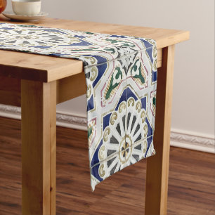 Chemin De Table Court Carreaux portugais - Azulejo coloré géométrique