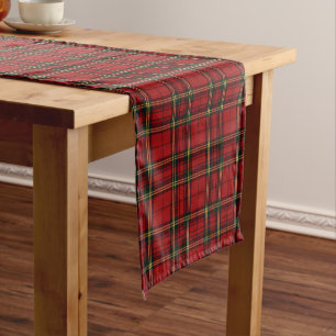 Chemin De Table Court Carreaux Tartan Rouge Classique