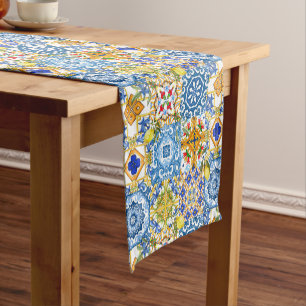 Chemin De Table Court Carrelage méditerranéen, majolica, style sicilien
