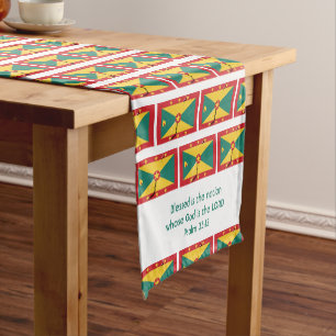 Chemin De Table Court Carte du drapeau de GRENADA - Écritures Customisée
