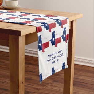 Chemin De Table Court Carte du drapeau TEXAS Ecriture Customisée