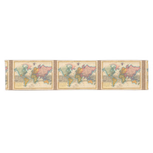Chemin De Table Court Carte du monde 1700s Antique Continents