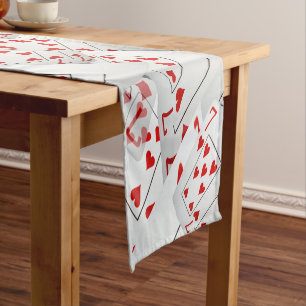 Chemin De Table Court Cartes De Poker Coeur Et Diamants De Lucky Sevens,