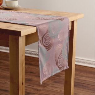 Chemin De Table Court cercles géométriques gris d'or rose clair élég