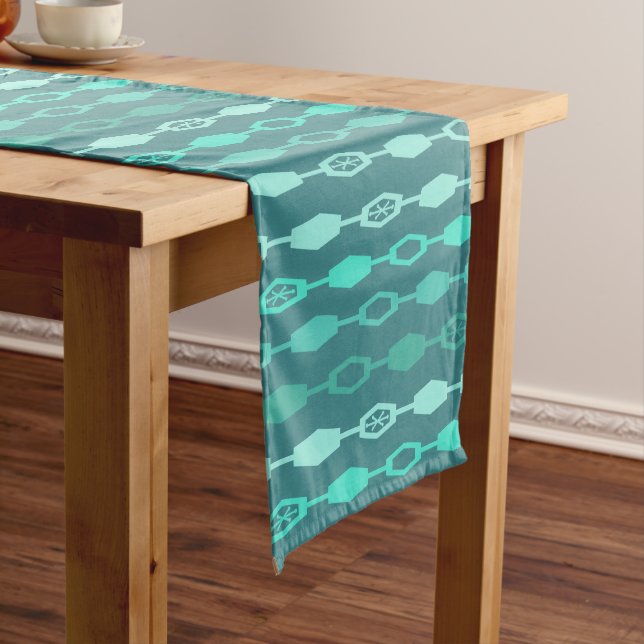 Chemin De Table Court Chaînes Modernes de milieu de siècle Teal (In Situ)