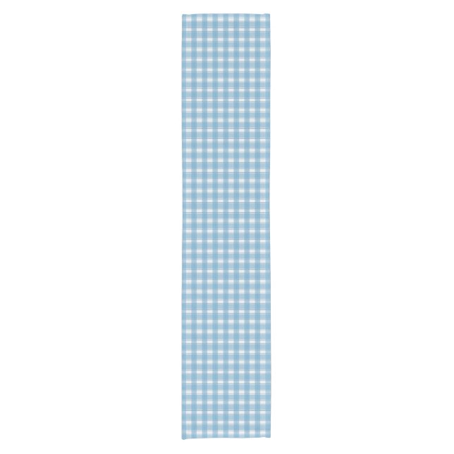 Chemin De Table Court Charme Gingham Bleu (Devant)
