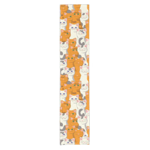 Chemin De Table Court Chats blancs et gingembre motif yeux verts yeux bl