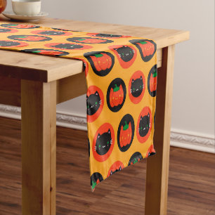 Chemin De Table Court Chats Citrouilles de Kawaii Halloween
