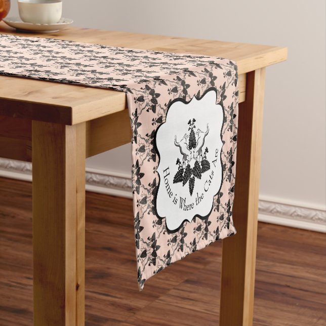 Chemin De Table Court Chats et casserole Damask Look Motif (In Situ)