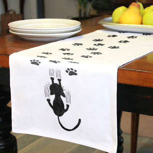 Chemin De Table Court Chats et Empreintes de pattes glissants