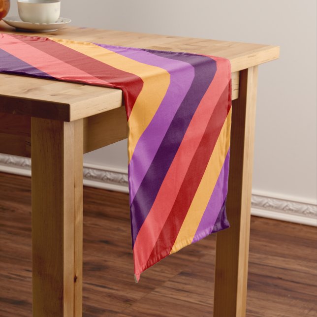 Chemin De Table Court Cherry Red Violet Stripes Petite Table Runer (In Situ)