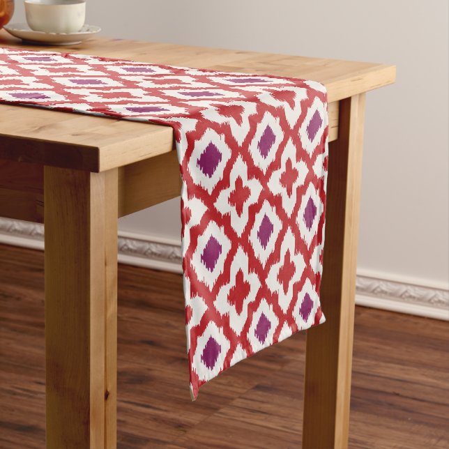 Chemin De Table Court Chic motifs tribaux kat rouge et violet (In Situ)