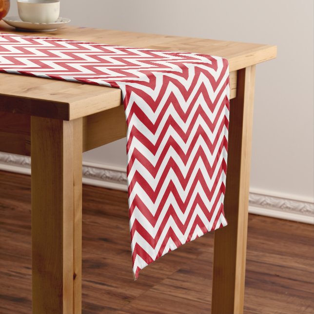Chemin De Table Court Chic rouge et blanc rayures Chevron (In Situ)