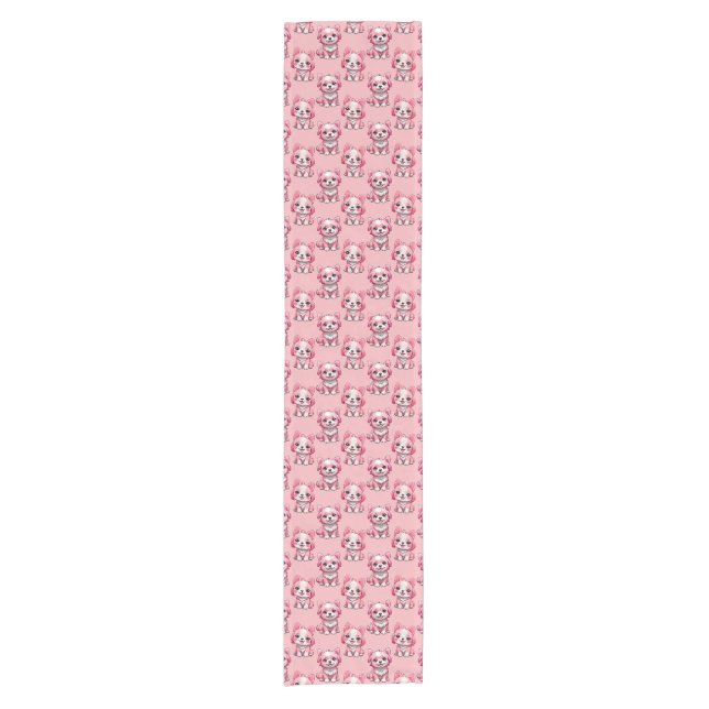 Chemin De Table Court Chiens roses mignons (Devant)