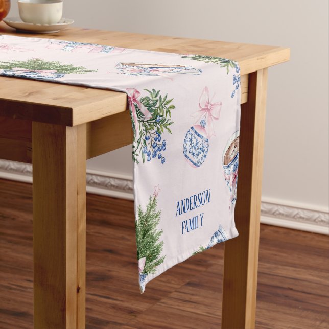 Chemin De Table Court Chinoiserie Pink Table Runner (In Situ)