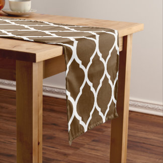 Chemin De Table Court Chocolat Brown marocain Quatrefoil