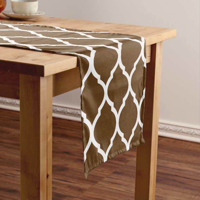 Chemin De Table Court Chocolat Brown marocain Quatrefoil (In Situ)