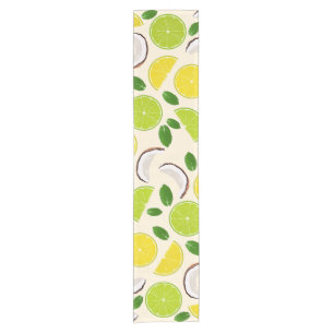 Chemin De Table Court Citron chaux noix de coco et menthe joyeux motif