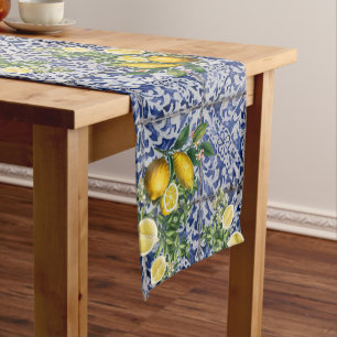 Chemin De Table Court Citrons méditerranéens Carreaux portugais d'été