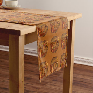 Chemin De Table Court Citrouille d'automne Wreath Thanksgiving Table Run